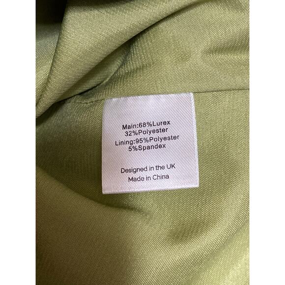 SLA The Label Green Metallic Glittered Sleeveless Cami Camisole Mini Dress Sz M - Picture 5 of 6